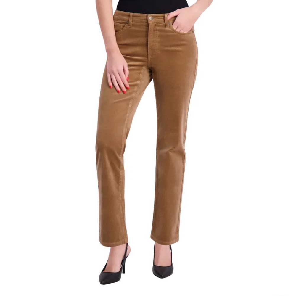 Size 6 TOMMY HILFIGER STRAIGHT-LEG CORDUROY PANTS - Tan - Picture 5 of 6